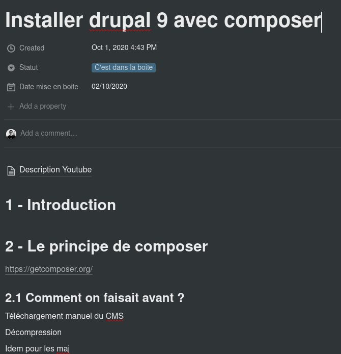 Conducteur drupal 9 avec composer - notion