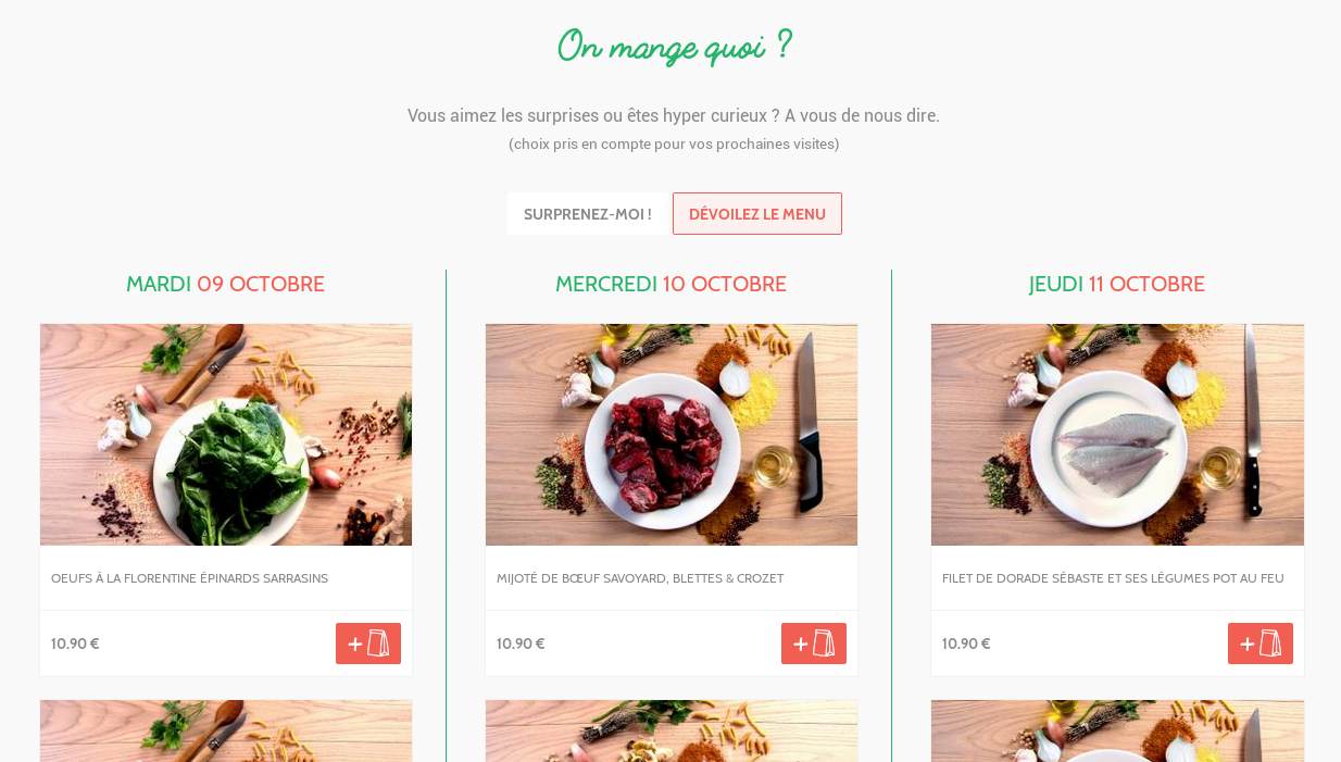 Le choix des menus Le choix des menus