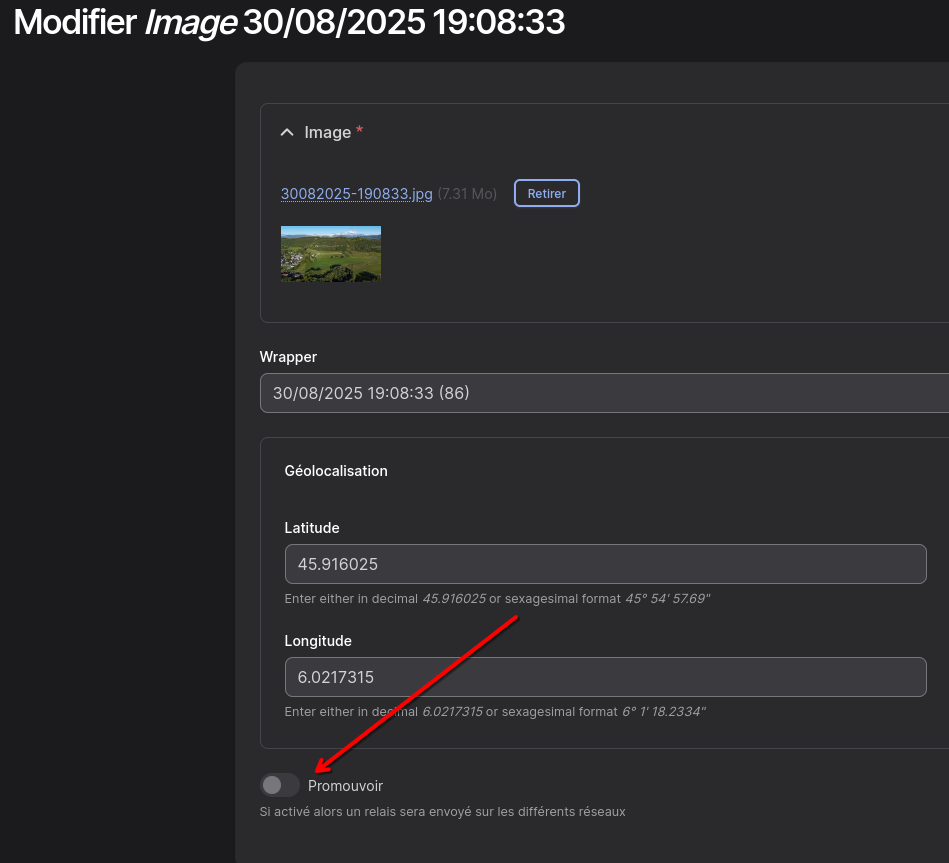 backoffice dronestagram option promouvoir