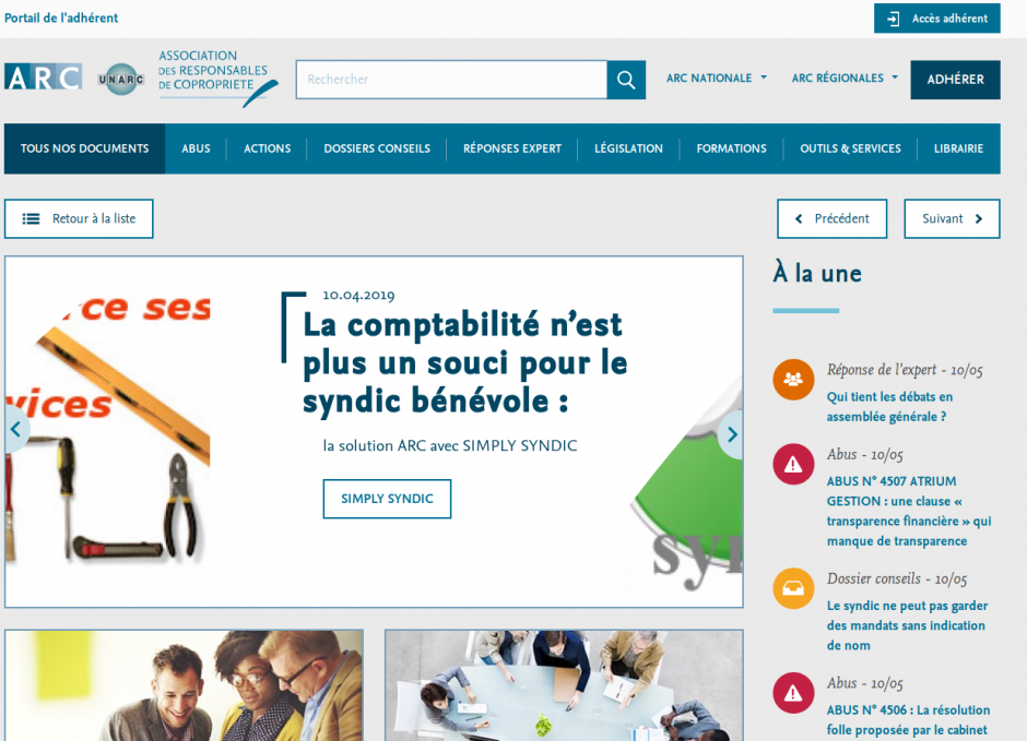 Page d'accueil du site
